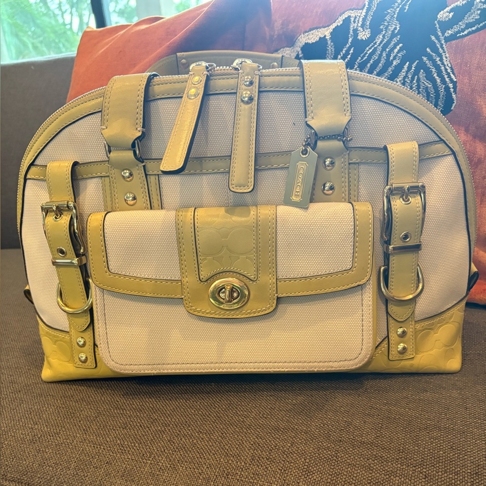 Coach Two-Tone Beige and Olive Satchel